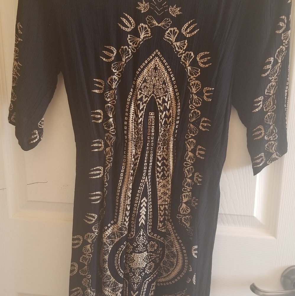 Black cotton with gold designs tunic